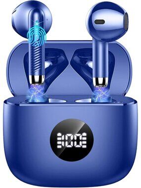 Wireless Blue LED Power Display Bass Stereo 40H Playback Bluetooth 5.4 Earbud